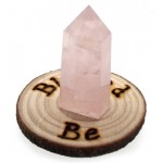 Oak Wooden Blessed Be Altar Tile with Rose Quartz Point